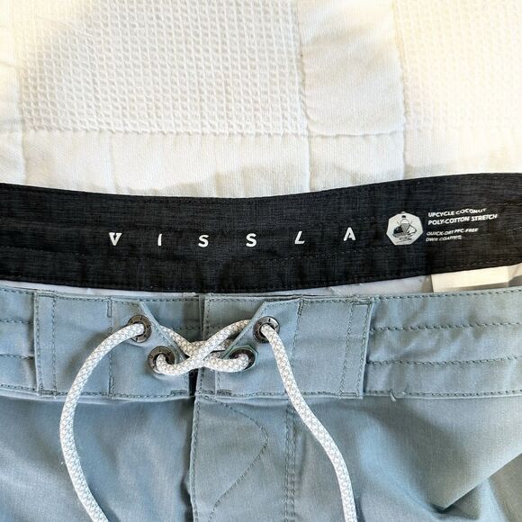 Vissla Board Shorts Mens 29 Blue Stripe Surf Swim Beach Pool  8" Inseam Pockets - Picture 8 of 15